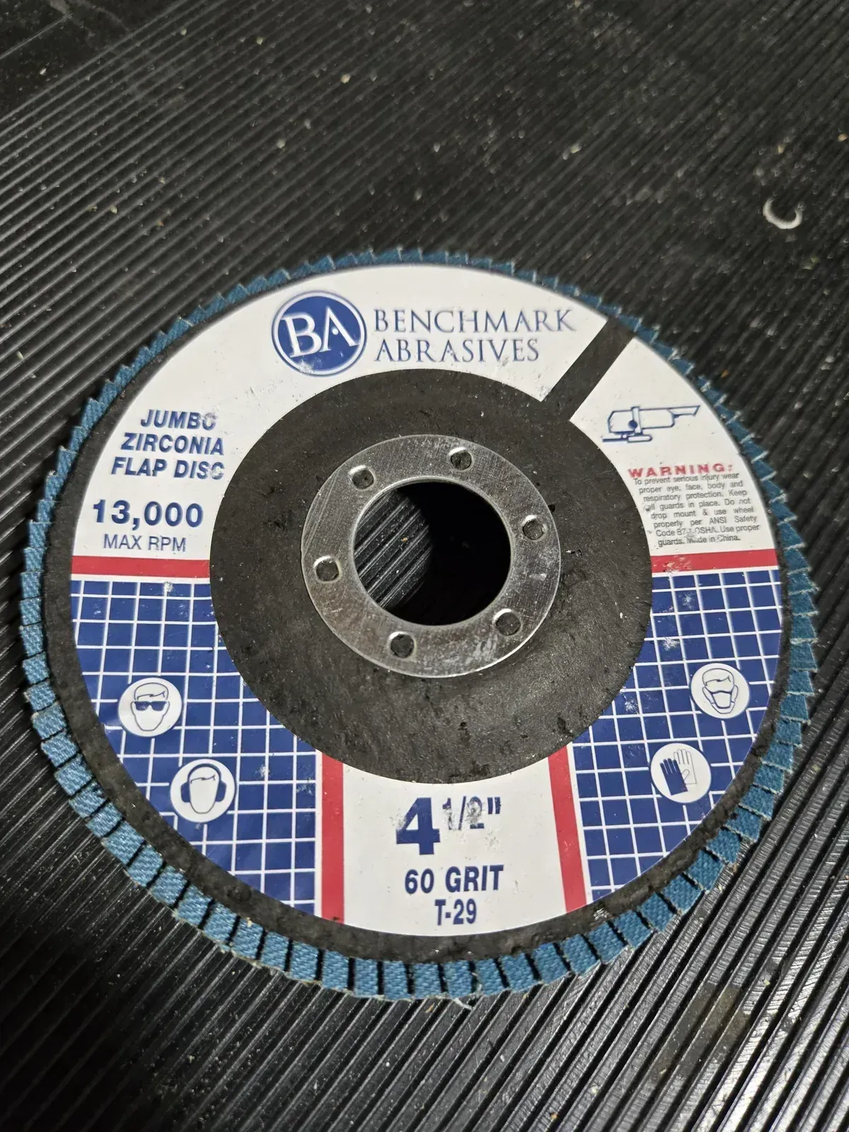 Benchmark Abrasives 4-1/2 inch 60-grit jumbo zirconia flap disc