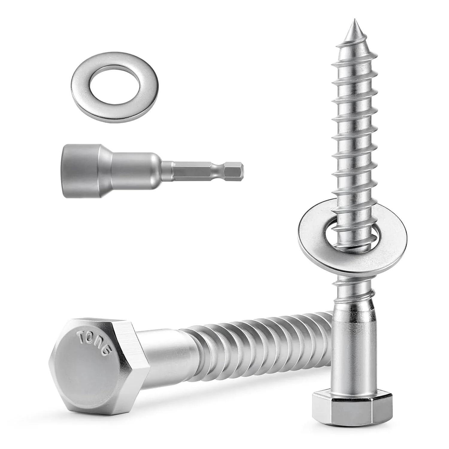 BNUOK 3/8" x 3" Hex Head Lag Bolts with Washers (8-Pack)