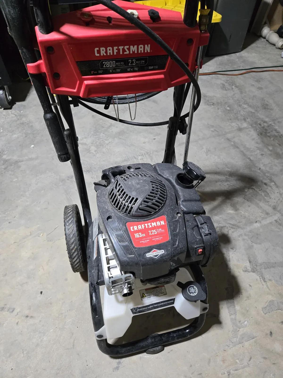The Craftsman 2800 PSI washer — the pump under that engine is what winter goes after
