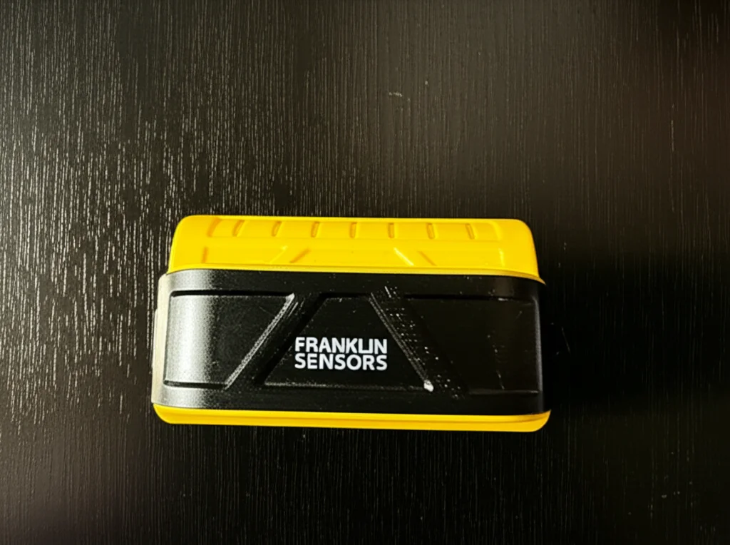 My Franklin Sensors stud finder — the row of LEDs shows the full stud width at a glance