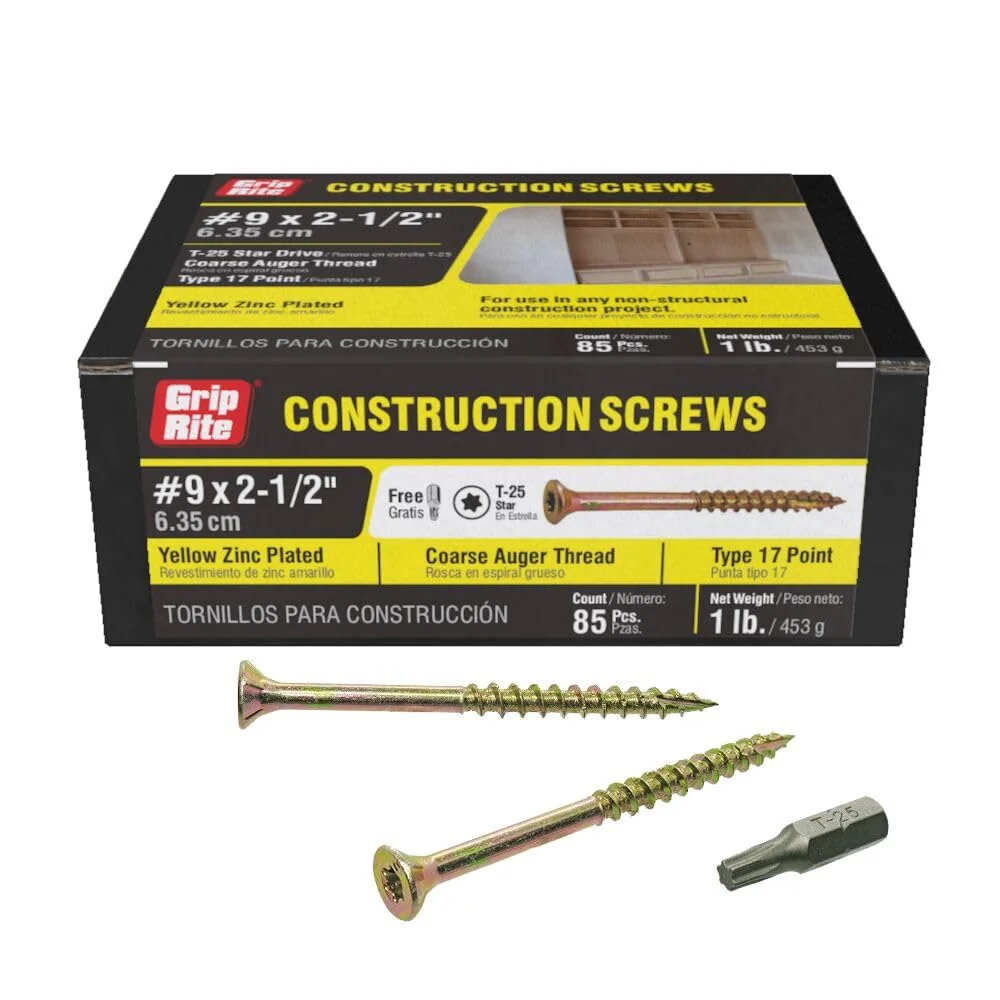 Grip-Rite #9 x 2-1/2" T-25 Star Drive Construction Screws (1 lb)