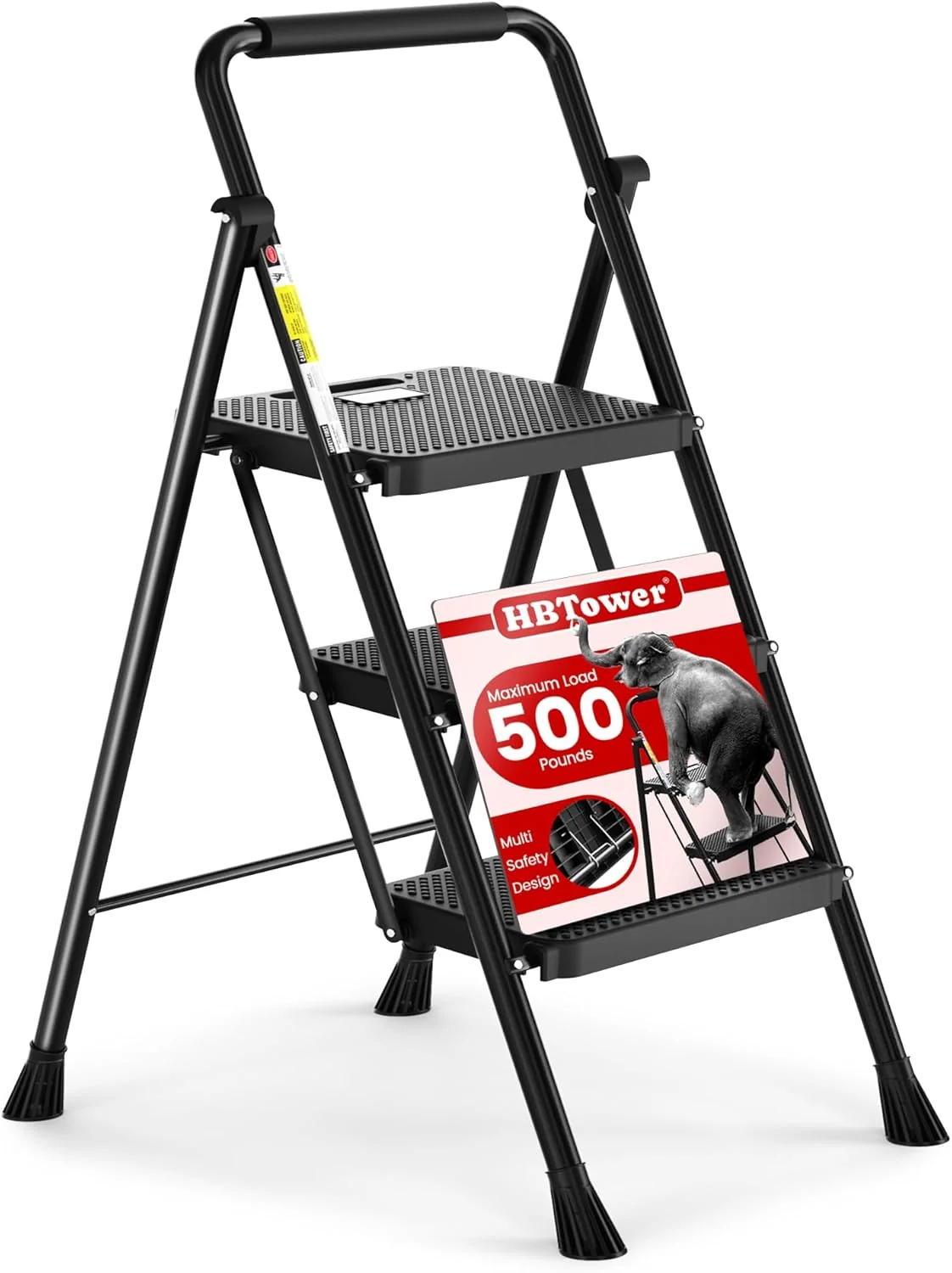 HBTower 3-Step Folding Steel Ladder