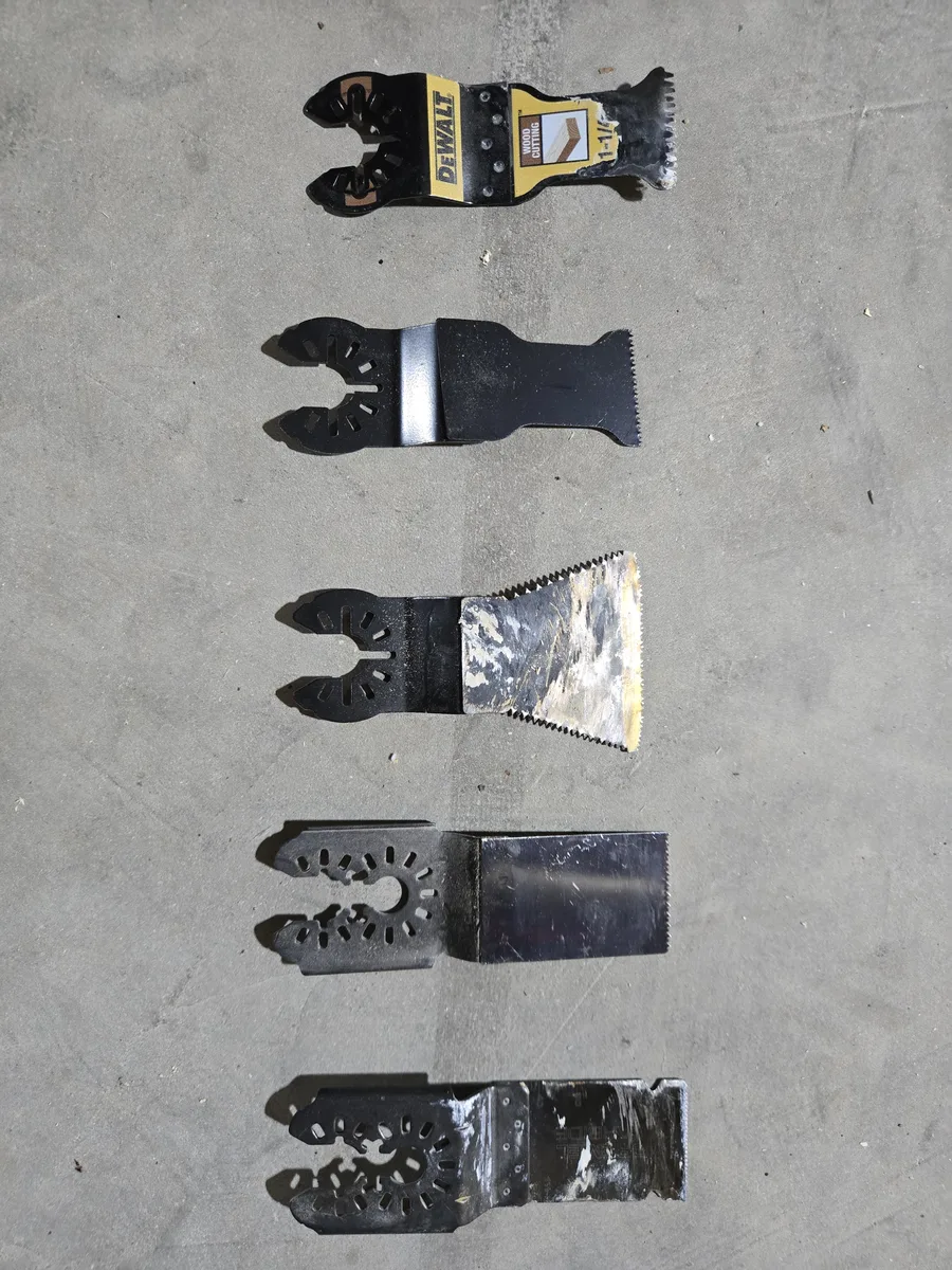 My collection of oscillating tool blades — from wood-cutting to scraping, these are the ones that get used