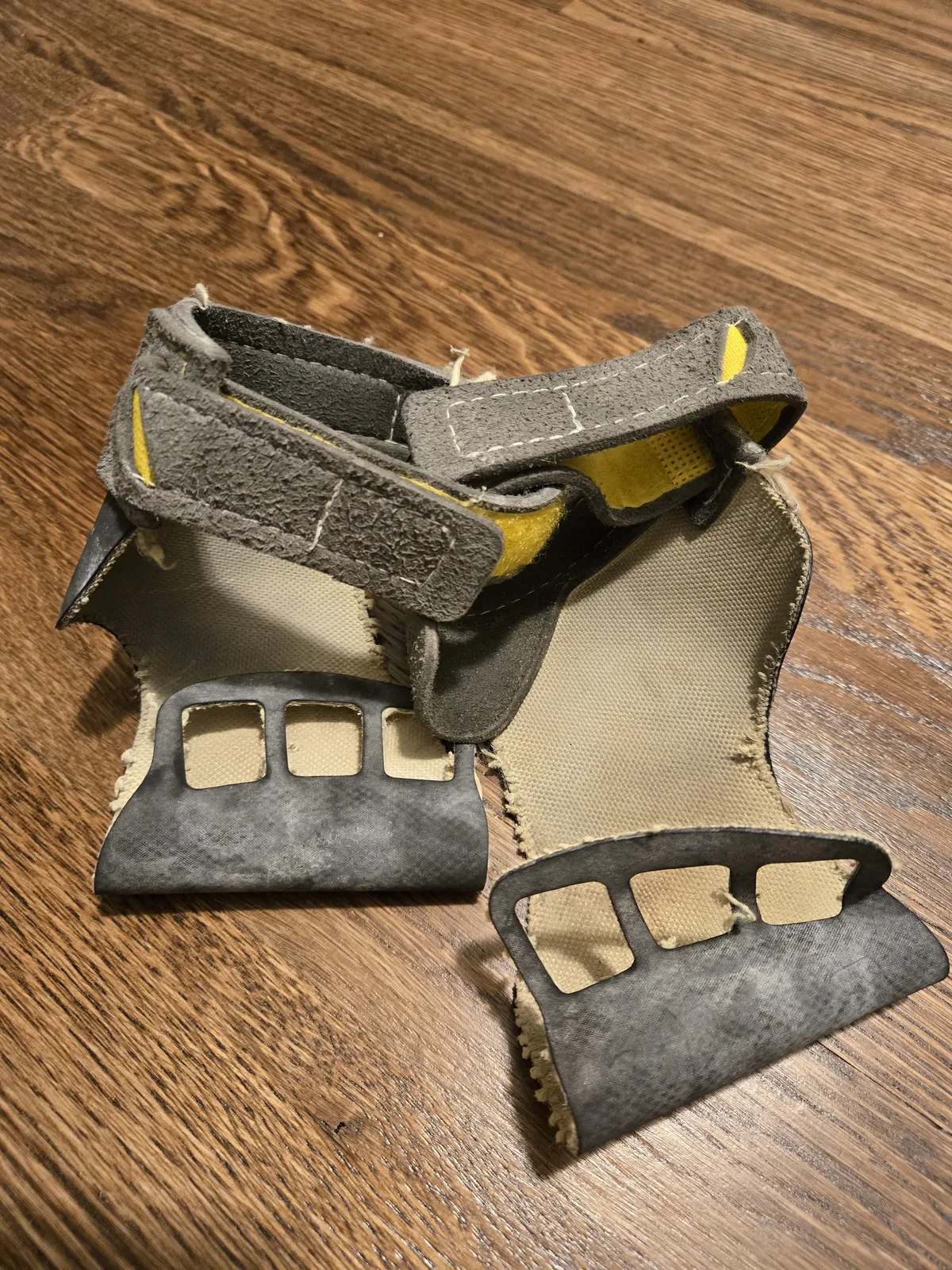 Inside view of my Victory Grips — you can see the wear pattern from thousands of pull-ups, muscle-ups, and toes to bar